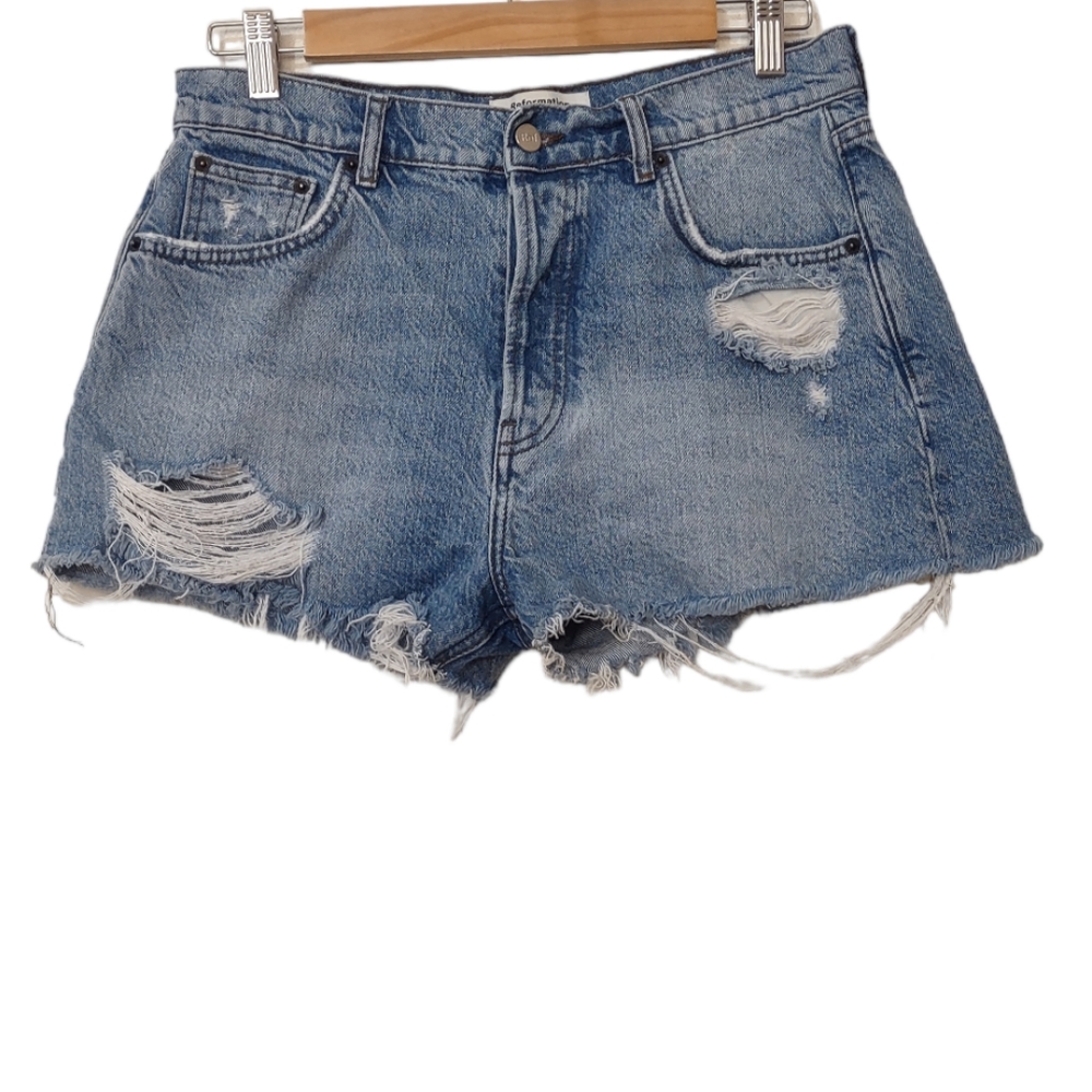 Reformation Dixie High-Rise Distressed Denim Short